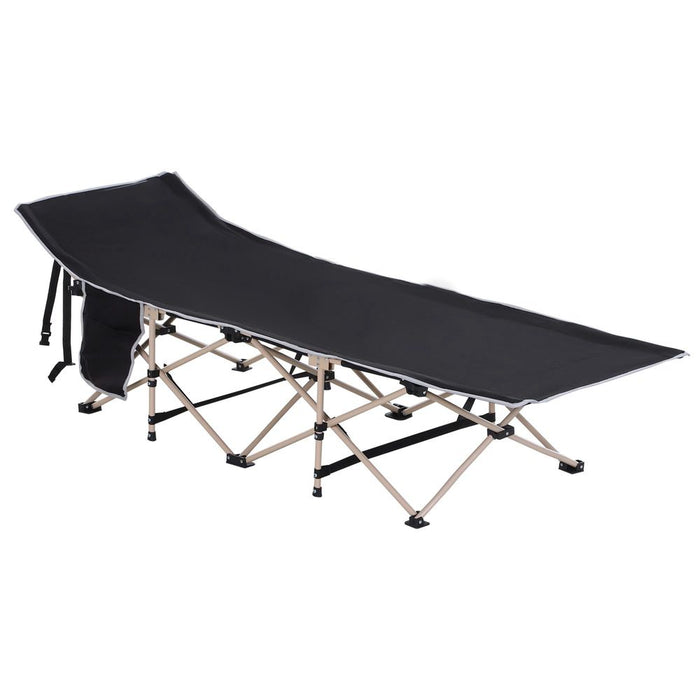 Sleep comfortably outdoors with our military-grade camping bed by Outsunny. Portable, lightweight, and durable. Free carry bag included.