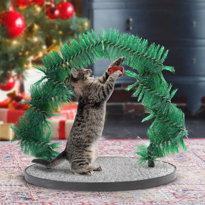 ASAB Christmas Cat Arch - Self Groomer, Massager, Scratcher - High Quality Bristles - Durable Base - Dimensions: 38cm x 45cm x 28.5cm