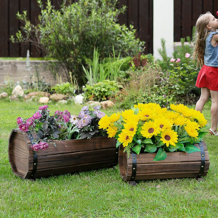 Premium Wooden Planter Box Set | 2PCs Flower Plant Pot & Garden Bed | High-Quality & Easy Maintenance