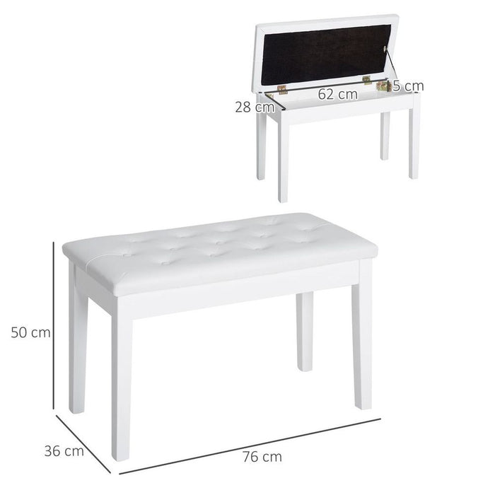 High-Quality Digital Keyboard Piano Bench Makeup Padded Seat Stool - White