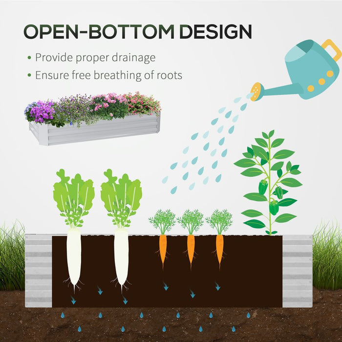 Premium Outsunny Raised Garden Bed Planter with Greenhouse - Large Window, Green Steel Frame