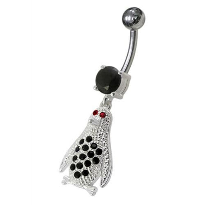 Jeweled Penguin Dangling Belly Ring