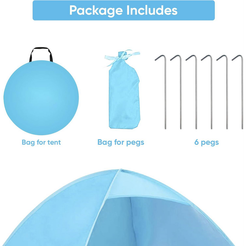 ASAB Pop Up Beach Tent - BLUE | Durable, UV Protected, Well-Ventilated, Wide Use, Easy Setup | 6 Pegs, Carry Bag | 80 characters