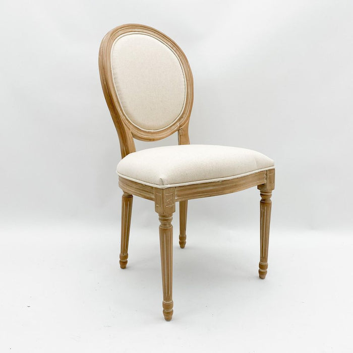 Luxurious Cream Linen Louis Armchair - High Quality, Elegant Design