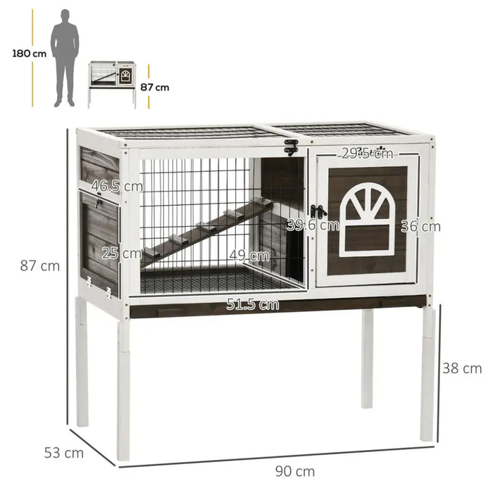 Rabbit Hutch Guinea Pig Cage with Slide-out Tray Openable Roof for Indoor Use