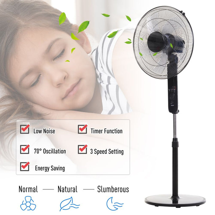 High-Powered RC Oscillating Floor Fan, 3 Speeds & 7.5-Hour Timer, Premium Quality, Remote Control Included