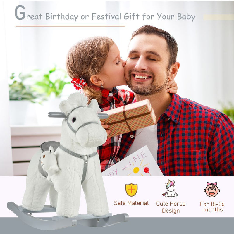 Kid's Plush Ride-On Rocking Horse | Soft Toy Grip | HOMCOM