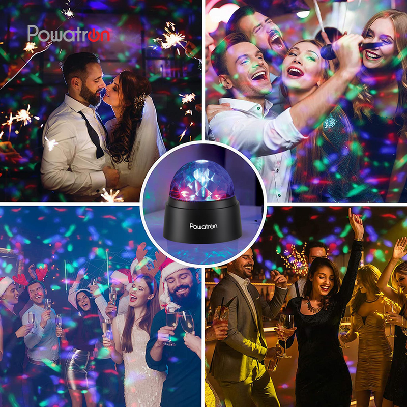 POWATRON Crystal Starball Disco Light Projector Mini Disco Party Lights Enchanting Patterns Compact & Portable Disco Ball Light for Home Parties Kids & Adults RGB Stage Lamp Light Batteries Included