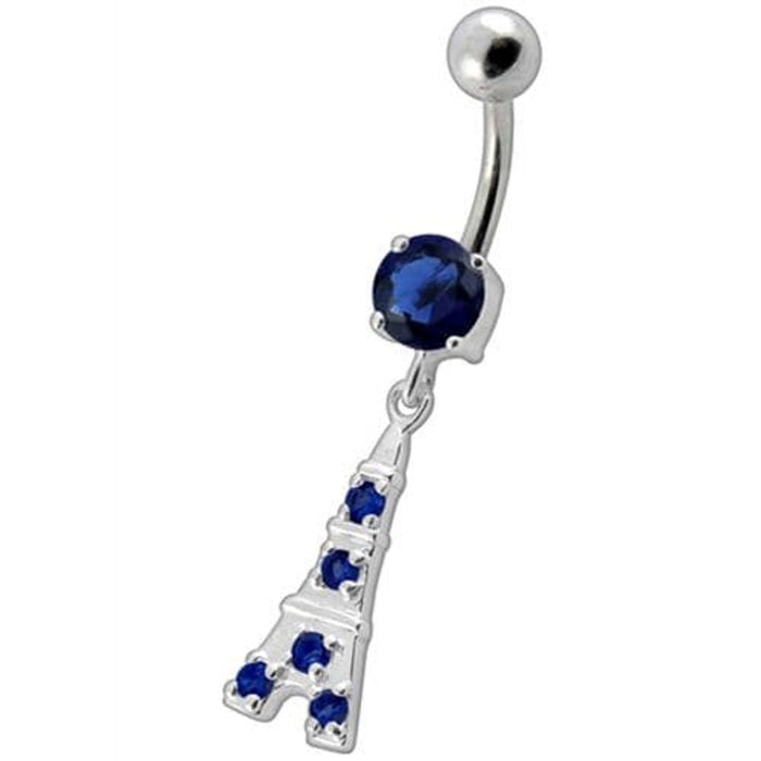 Fancy Jeweled "Eiffel Tower" Dangling Belly Ring