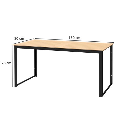 Outsunny Garden Table for 6 People with Slatted Table Top, Metal Frame, Teak