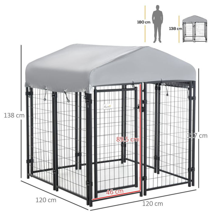 Premium Metal Dog Kennel with Canopy | Spacious & Secure | Weatherproof | Lockable Doors