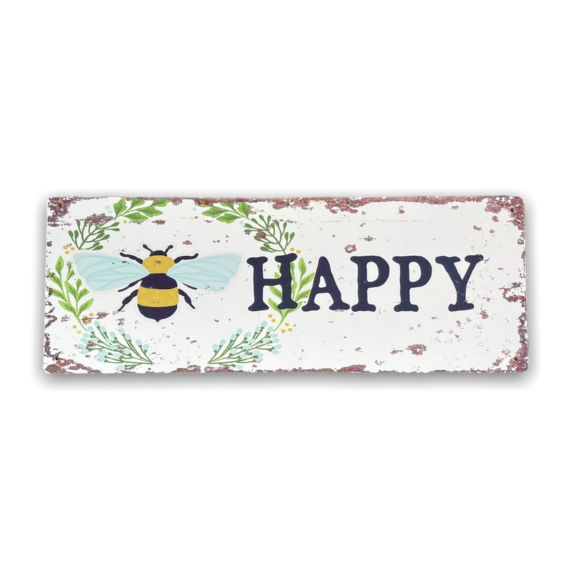 Vintage Bee Happy Metal Sign - Quality, UK Made Wall Decor