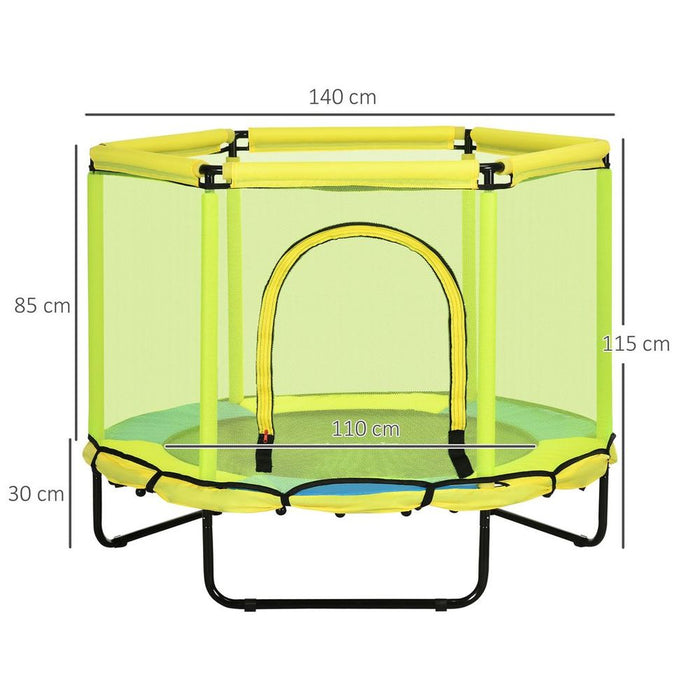 ZONEKIZ 4.6FT Trampoline with Enclosure Net - Bungee Gym for Kids - Yellow