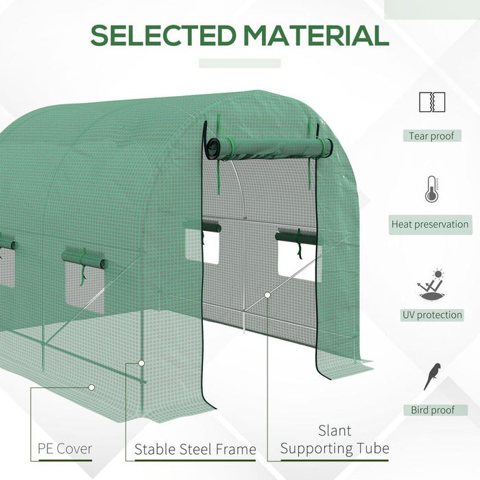 Premium 2.5x2m Polytunnel Greenhouse w/ Steel Frame & Roll-up Door - High-Quality, Durable & Easy Assembly