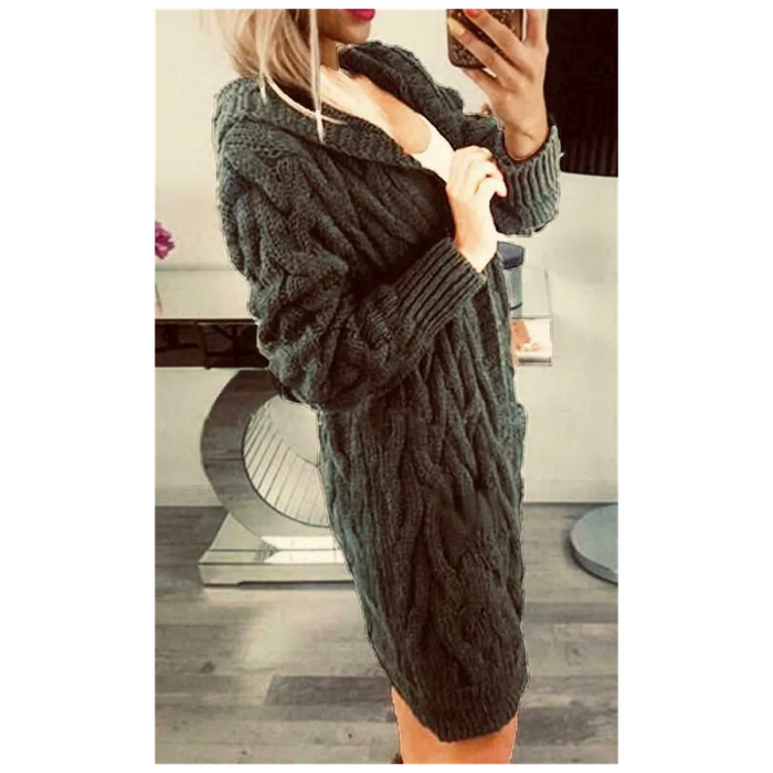 Ladies Cable Knit Hooded Cardigan