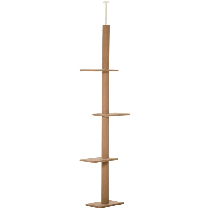 260cm Floor To Ceiling Cat Tree for Indoor Cats w/ Adjustable Height - Brown