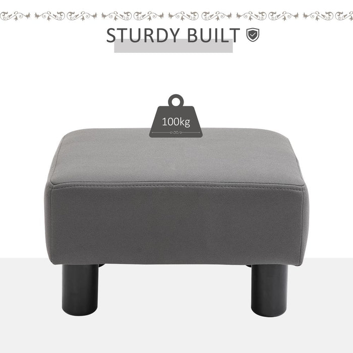 Stylish Small Grey Ottoman Footrest Seat Chair - PU Leather - Home Office - High Quality