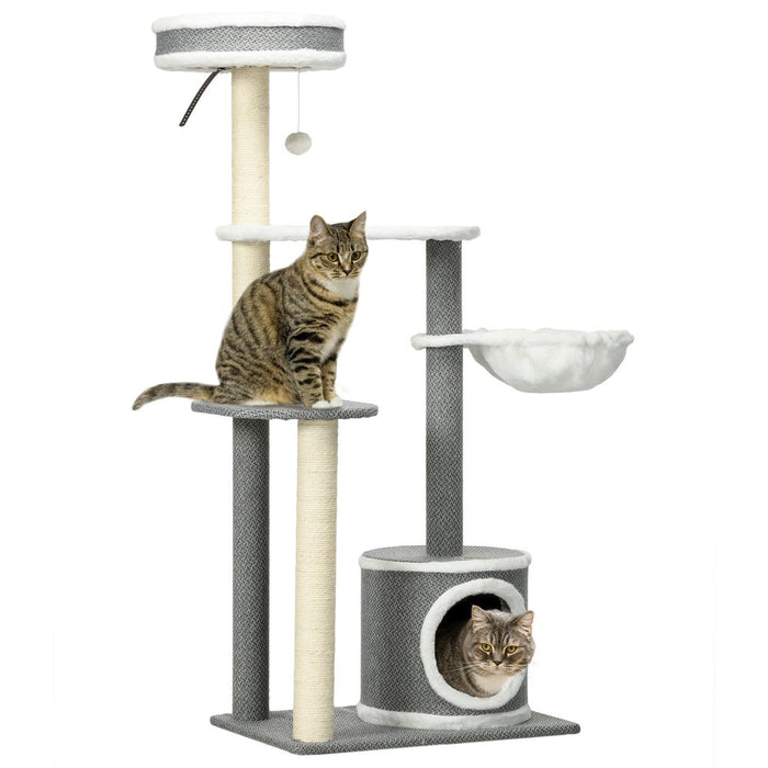 PawHut 132cm Cat Tree w/ Scratching Post, Bed, Hammock, House, Platforms