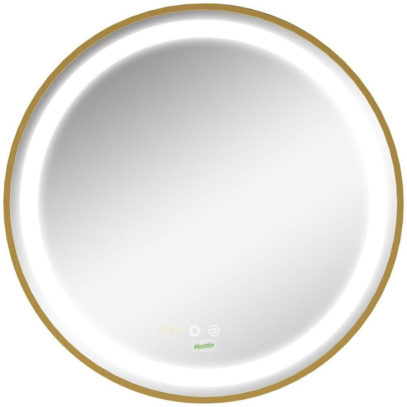 Premium LED Bathroom Mirror Wall Mounted - Round Vanity Mirror, Lights, Time Display, Adjustable Brightness - Best Quality!