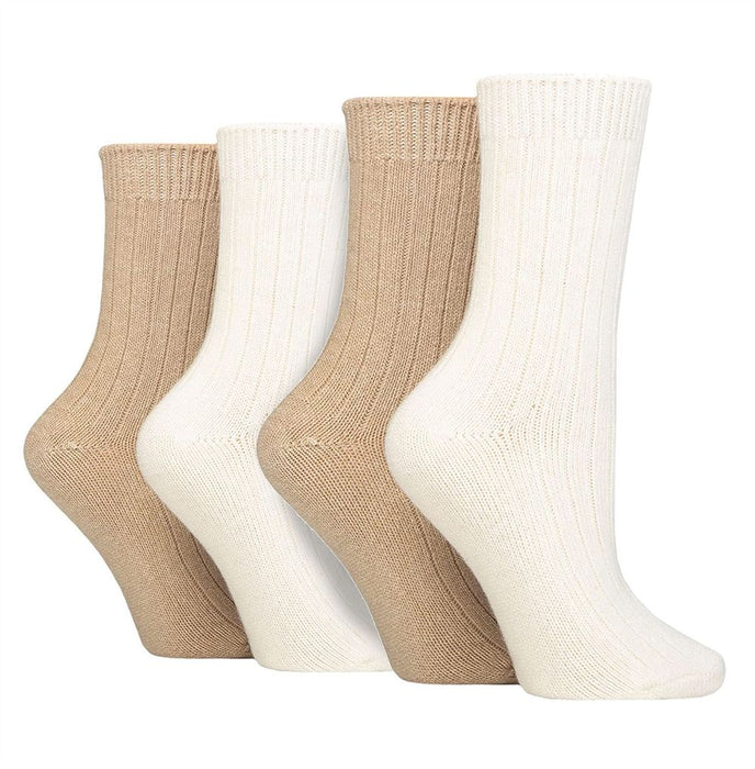 Wildfeet - Ladies 4 Pair Multi Pack Cashmere Bed Socks