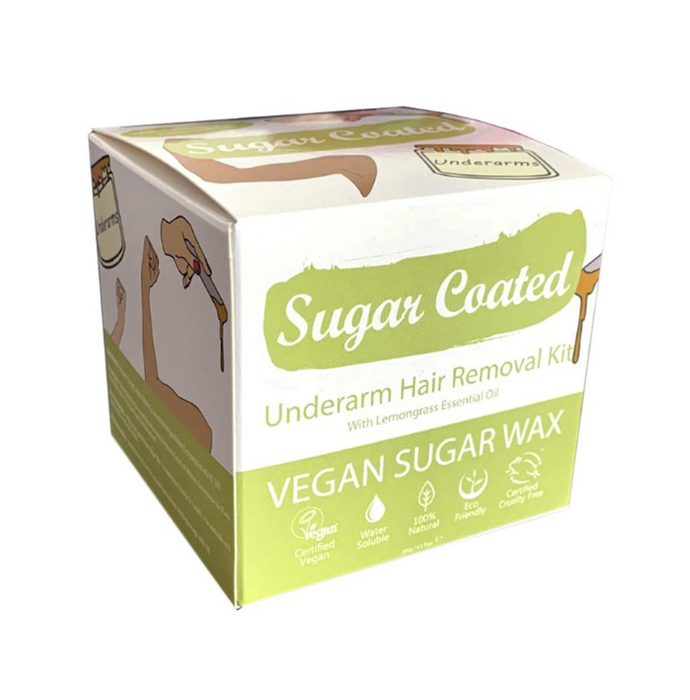 Sugar Coated Underarms 200g - Natural Vegan Sugar Wax with Lemongrass Scent - Smooth & Gentle Hair Removal Kit