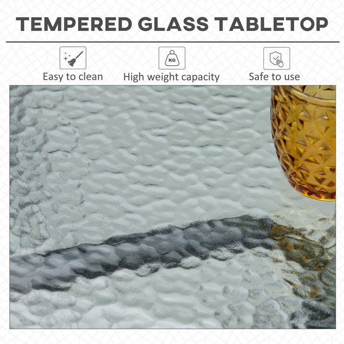 Outsunny Square Patio Table - Tempered Glass Top, Garden Dining - 76 x 76cm