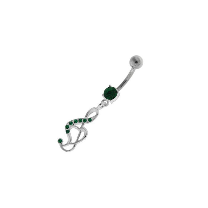 Jeweled Music Note Navel Belly Button Ring