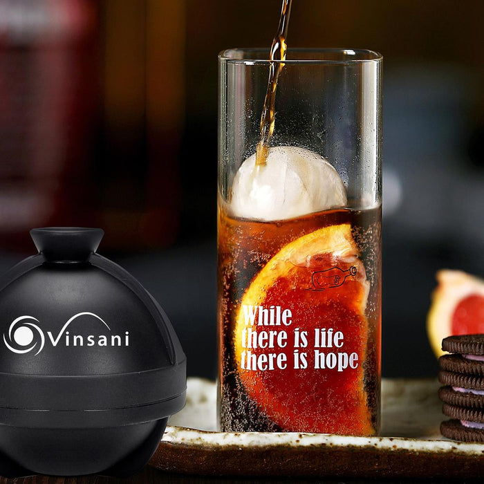 VINSANI 2 PACK ICE BALL MOULD - Perfect Spheres, Leakproof Lids, Food-Grade Silicone, Non-Stick, Slower Melting