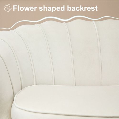 Sofa Chair 2 Seater Sofa Compact Cream, Gold Tone 130W x 77D x 77Hcm