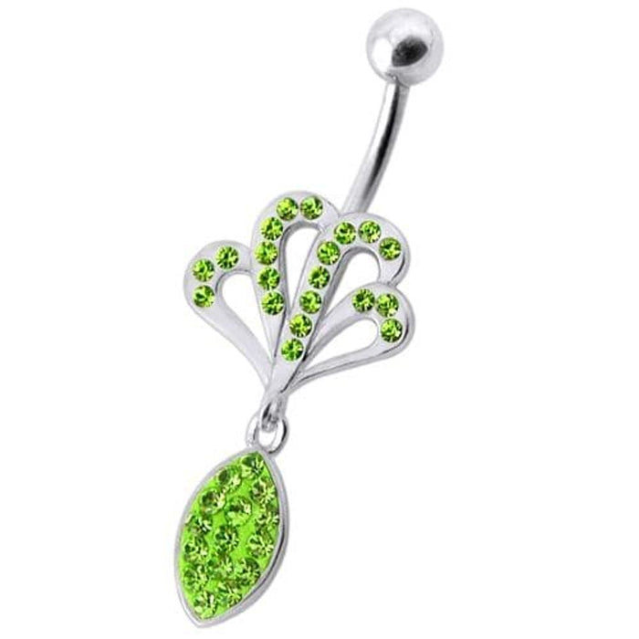 Fancy Jeweled Rasta colored belly ring with dangling pot