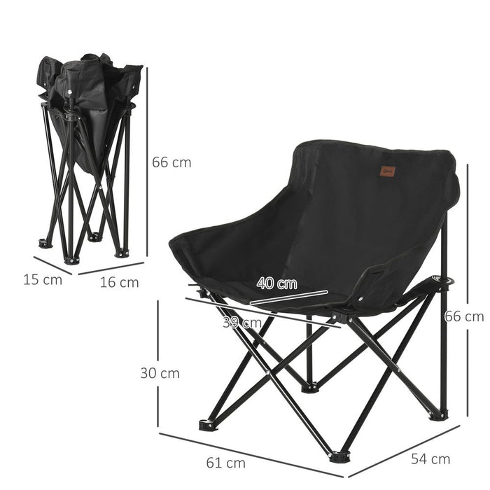 Premium Folding Camping Chair with Bag & Storage Pocket - Lightweight, Durable, Black