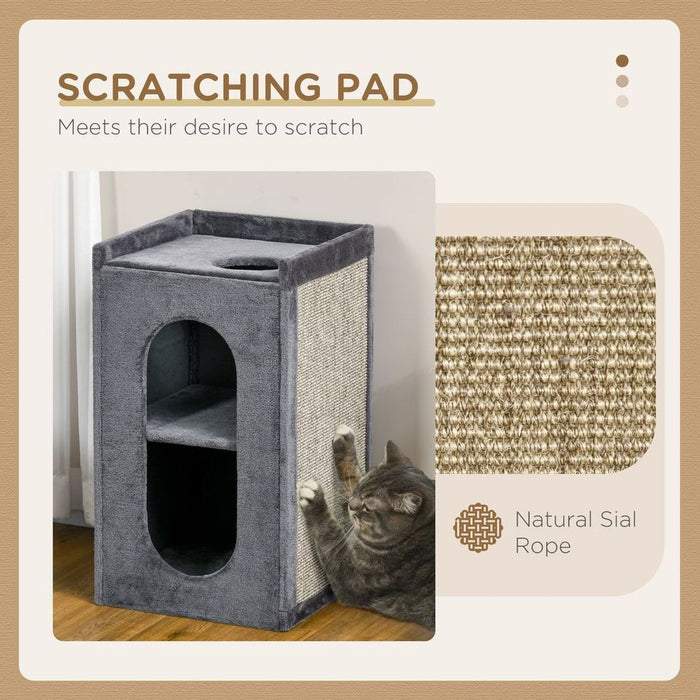 Premium 81cm Cat Scratching Barrel with Two Houses - Perfect for Indoor Cats - Quality Grey Design