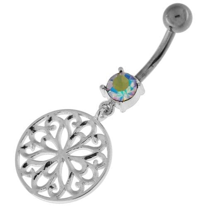 Flower Of Life Dangling Navel Belly Button Ring