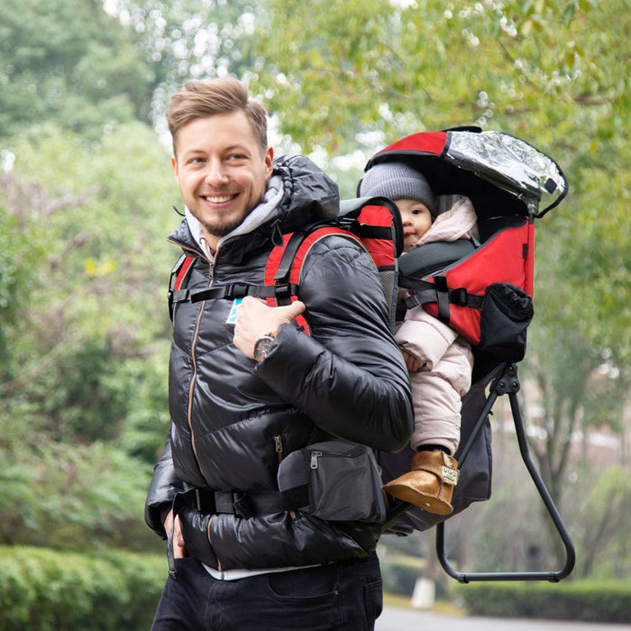 Baby Hiking Backpack Carrier w/ Detachable Rain Cover for Toddlers Red HOMCOM