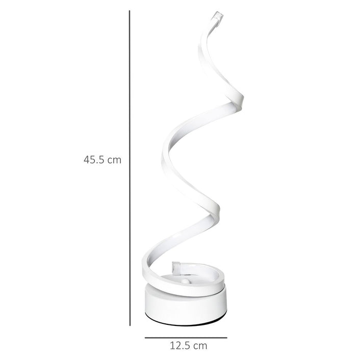 Modern Wave-Shaped LED Table Lamp  Round Metal Base 6000K, White HOMCOM