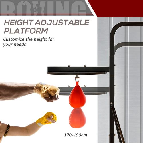HOMCOM Free-Standing Speed Bag Platform, Adjustable Boxing Punch Bag, Black