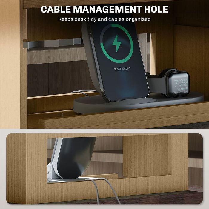 HOMCOM 4-Tier Desktop Organiser with Cable Management for Stationery Oak Tone