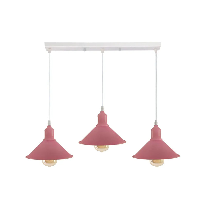 Industrial Vintage Loft Kitchen Bar 3 Lights Fittings Ceiling Cone Metal E27
