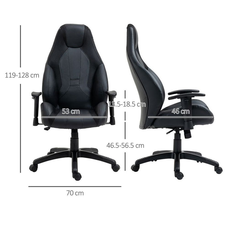 High Back Executive Office Chair Gaming Recliner w/ Footrest, Black
