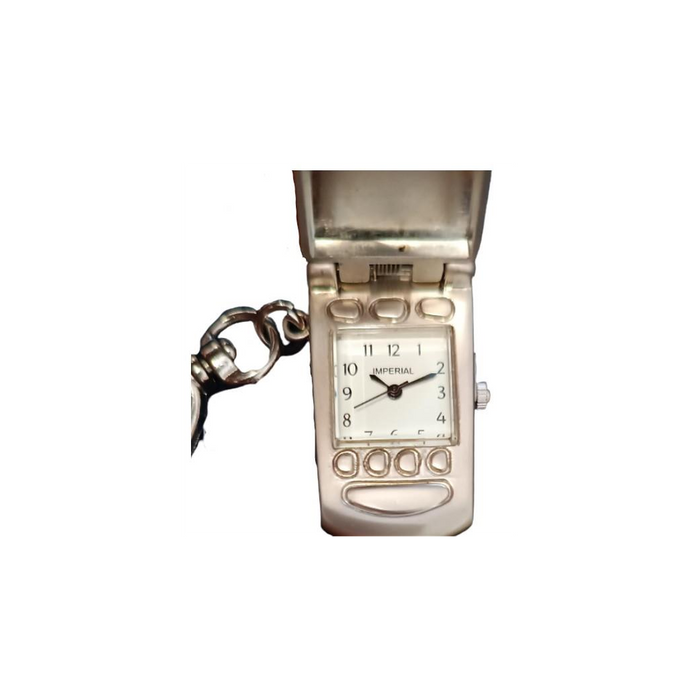 Imperial Key Chain Clock Mobile Flip Phone Silver IMP704- CLEARANCE NEEDS RE-BATTERY