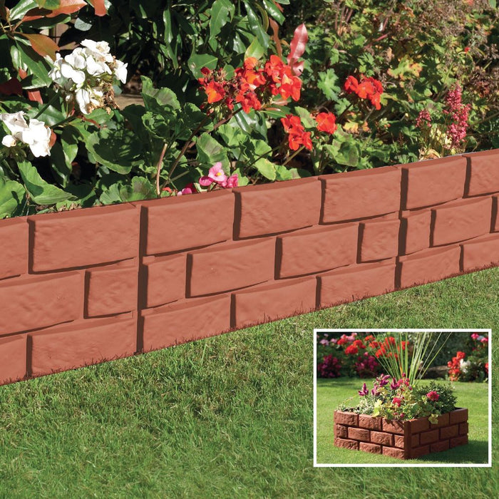 ASAB 4PK Hammer in Lawn Edging Edge Garden Fence Brick Effect 1/0331