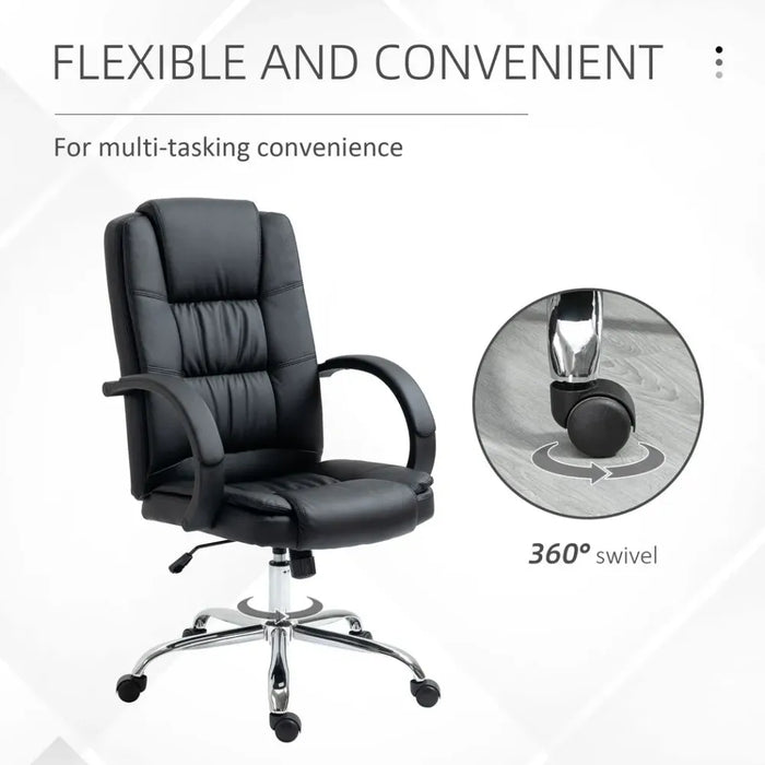 PU Leather Executive Office Chair High Back Height Adjustable Desk Chair, Black