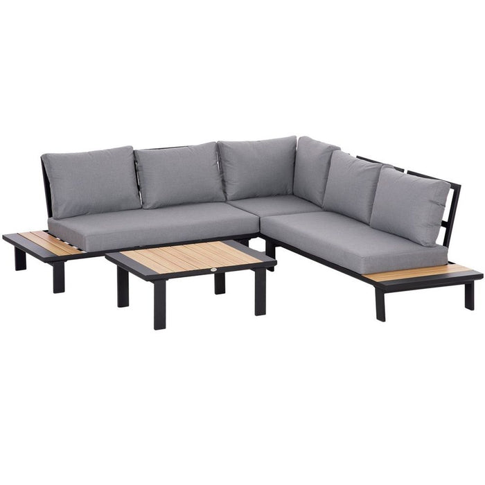 Premium Grey Garden Furniture Set: 4 PCS Conversation Set with Loveseat Table - Best Quality