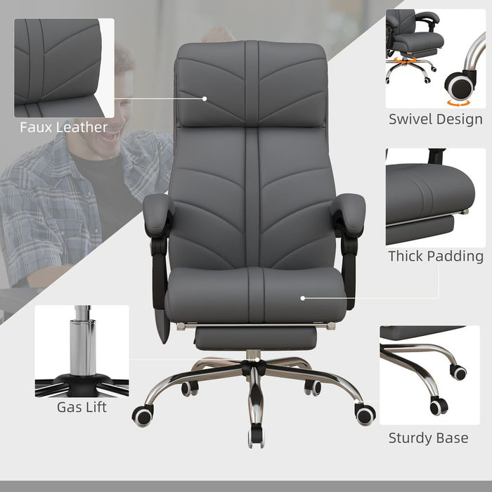 Premium Vinsetto Vibration Massage Office Chair with Heat & Footrest - Grey