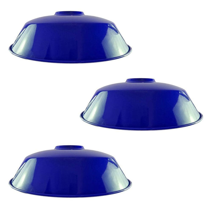 3 Pack Navy Blue Retro Vintage Lampshade Easy Fit E27/B22 Base Industrial Pendant