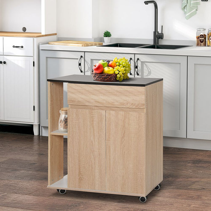 Kitchen Storage Trolley Cart Cupboard Rolling Island Shelves Cabinet Wheels