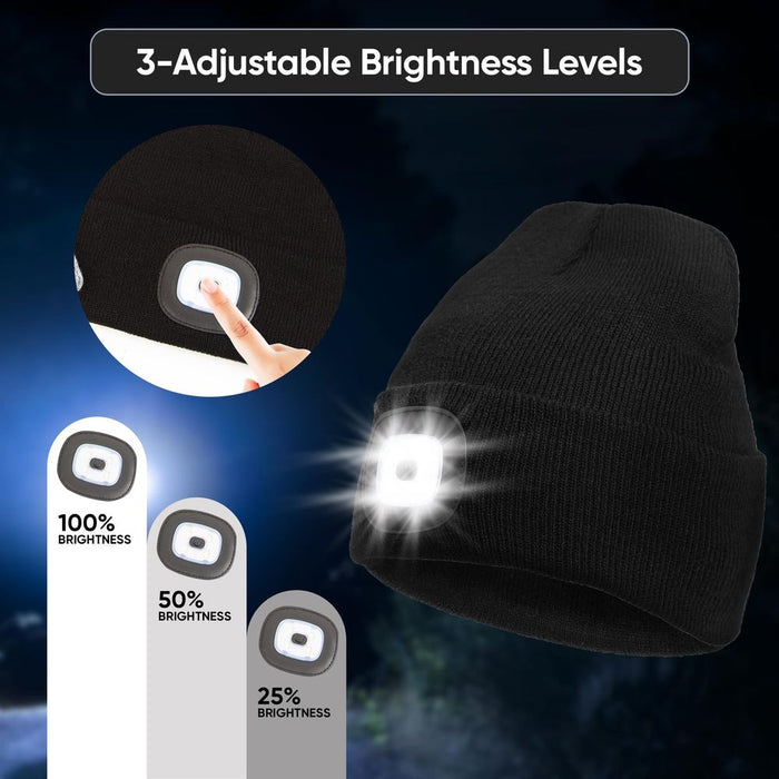 Ultra-Bright LED Headlamp Beanie Hat - Perfect for Outdoor Sports, Camping, and Hunting