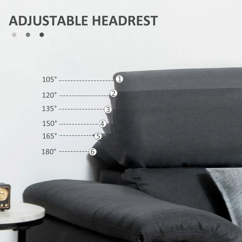 HOMCOM Corner Sofas for Living Room L Shaped Sofa with Adjustable Headrest Grey
