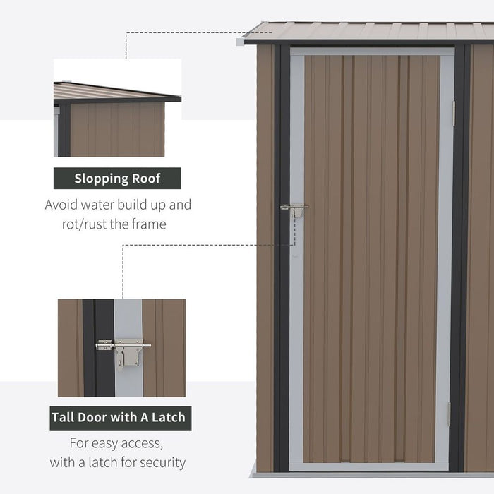 Premium Steel Garden Shed Brown | Lockable Door | Weather-resistant | Outdoor Storage Solution