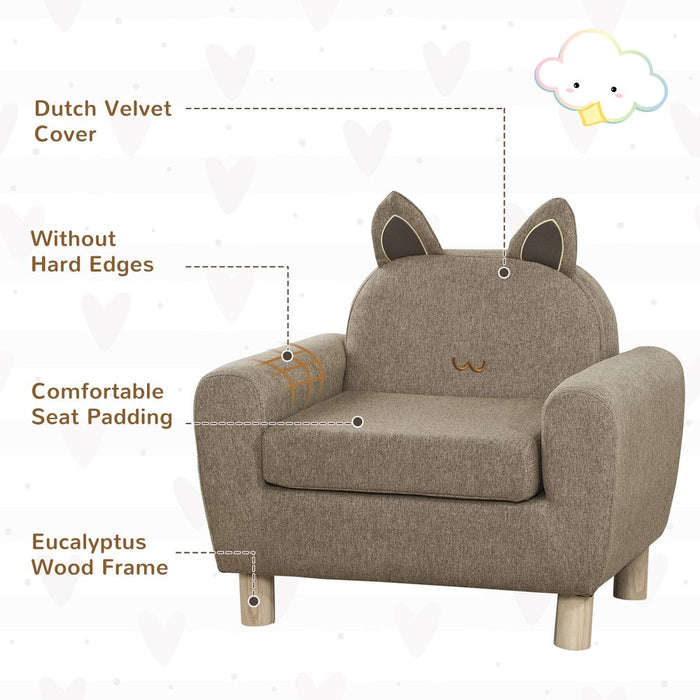 Premium Quality Kids Mini Sofa - Brown Armchair for Bedroom or Playroom - Ages 3-5 - 45kg Max Load